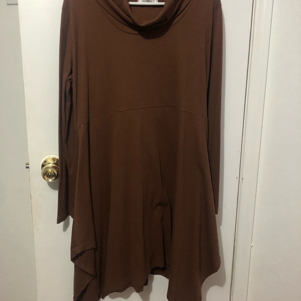 Long sleeve cowl neck handkerchief dress